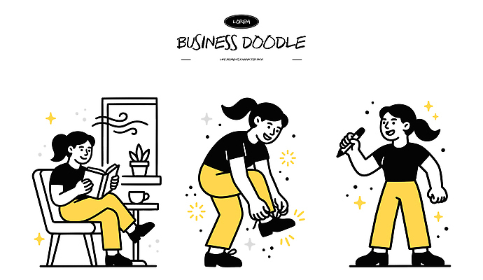 음악 비즈니스 미술 사람 라이프 파일형식 벡터 사무실 스케치 모션 책 독서 신발 노래 그래픽 디자인 여자 감정 기획 창의성 그림 작업 일상 시간 표현 일러스트 국내일러스트 AI파일