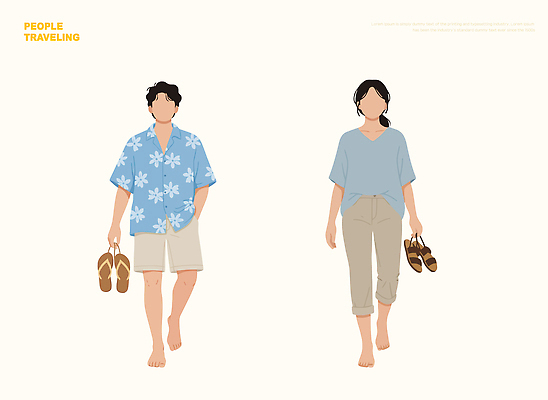 계절 바다 다수 컨셉 모션 발 사람 풍경 샌들 파일형식 벡터 여행 해변 남자 여자 맨발 쪼리 걷기 여름 물가 여러명 신발 모래 유행 스타일 동행 휴식 일러스트 국내일러스트 AI파일 여행객