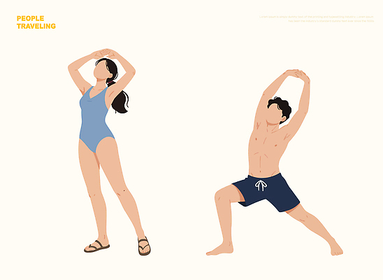 웰빙 옷 계절 감정 바다 컨셉 건강 사람 신체부위 운동 파일형식 벡터 수영복 남자 여자 요가 팔 수영장 여행 포즈 여름 모션 자유 즐거움 신체 헬스 몸매 웨이브 해변 일러스트 국내일러스트 AI파일 여행객