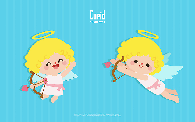 캐릭터 여자 남자 감정 어린이 컬러 컨셉 모션 화살 사람 파일형식 벡터 큐피드 사랑 파란색 행복 표정 아기 날개 그리기 디자인 장면 소년 소녀 천사 귀여움 스타일 일러스트 AI파일 일러캐릭터 사랑의화살