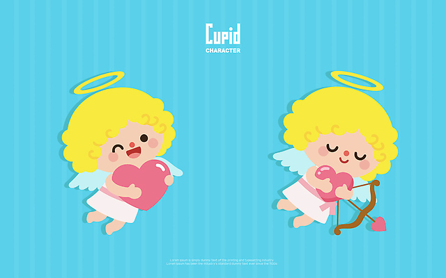 캐릭터 디자인 행복 감정 컬러 백그라운드 일러스트 천사 화살 아이디어 사랑 하트 표현 아기 활 그림 장면 큐피드 사랑의화살 일러캐릭터 AI파일 모양 컨셉 사람 파일형식 벡터