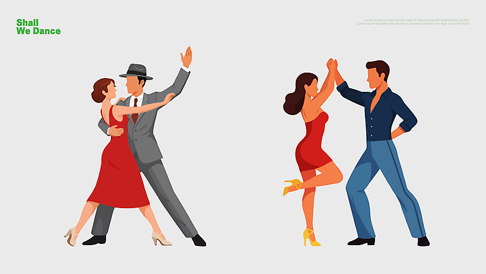 옷 컬러 관계 문화예술 사람 신체부위 춤 파일형식 벡터 남자 여자 동료 정장 드레스 빨간색 스타일 발 리듬 음악 소셜 클럽 이벤트 취미 모션 전통 일러스트 국내일러스트 AI파일 살사댄스 탱고