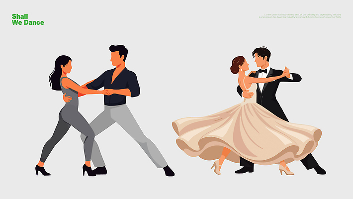 교육 감정 다수 컨셉 관계 문화예술 사람 춤 파일형식 벡터 커플 수업 모션 즐거움 리듬 포즈 예술 음악 여유 표현 무대 스타일 연습 여러명 소통 일러스트 국내일러스트 AI파일 살사댄스 탱고