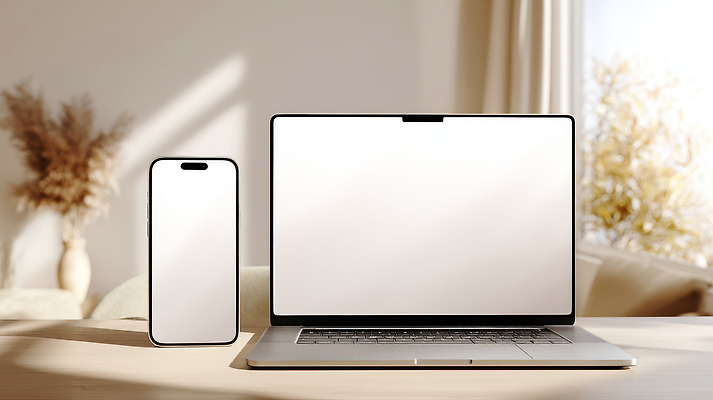 JPG 편집이미지 가정 탁자 실내 노트북 전자제품 빛 스마트폰 핸드폰 스크린 기계 장비 책상 모던 장면 목업 이미지편집 AI컴퓨터그래픽 AI콘텐츠 가구 내부 스마트기기 파일형식