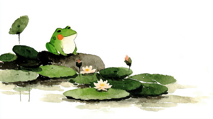 JPG 식물 동물 일러스트 자연 생명 휴식 개구리 풍경 초록색 물 여름 연못 물가 수중식물 연습 그림 생태계 경칩 수련꽃 수목 국내일러스트 AI일러스트 AI콘텐츠 자연요소 계절 꽃 컬러 컨셉 양서류 절기 파일형식