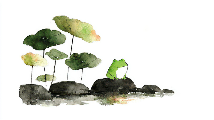 JPG 나무 식물 동물 일러스트 자연 휴식 수채화 개구리 여름 평화 연못 수면 수중식물 구조물 숲 그림 생태계 청록색 경칩 국내일러스트 AI일러스트 AI콘텐츠 계절 건축 컬러 컨셉 양서류 물 절기 파일형식