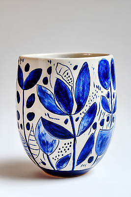 JPG 식물 편집이미지 식기 디자인 화분 백그라운드 무늬 장식 파란색 흰색 그림 담기 미니멀 편집실사 AI포토 AI콘텐츠 컬러 모션 CG 파일형식