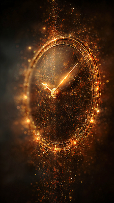 JPG 편집이미지 디자인 예술 시계 백그라운드 모션 형상 장식 빛 반짝임 소리 금색 시간 입자 창작 골든타임 이미지편집 AI컴퓨터그래픽 AI콘텐츠 컬러 파일형식