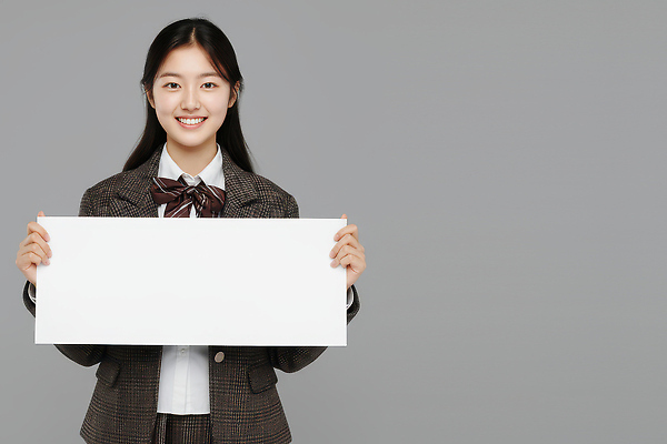 JPG 편집이미지 학생 교복 포즈 학교 청소년 회색배경 여고생 미소 정장 촬영 기쁨 양손 발표 알림 준비 소통 의료성형뷰티 편집실사 AI인물포토 AI콘텐츠 손 옷 여자 교육 감정 백그라운드 컨셉 고등학생 표정 사람 회색 CG 파일형식 AI포토