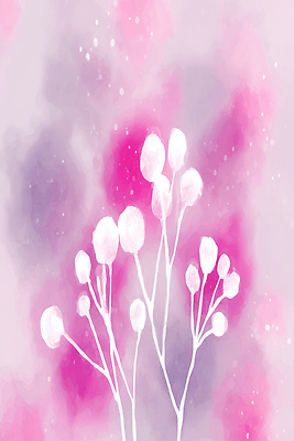 JPG 모양 식물 디자인 꽃 예술 줄기 분홍색 컬러 백그라운드 일러스트 자연 수채화 보라색 물감 흰색 그림 장면 국내일러스트 AI일러스트 AI콘텐츠 미술도구 생태계 파일형식