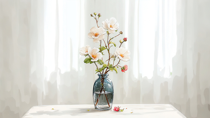 JPG 식물 디자인 꽃 화분 화초 컬러 일러스트 창문 자연 유리병 실내 장식 빛 인테리어 방 오브젝트 화사함 네이처 방안 국내일러스트 AI일러스트 AI콘텐츠 컨셉 병_용기 내부 생태계 파일형식