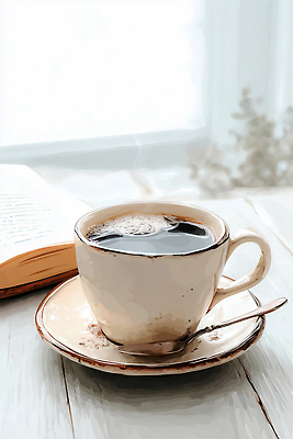 JPG 창 커피 겨울 일러스트 탁자 아침 손잡이 일상 책 컵 빛 소리 공간 마시기 물방울 시간 컵받침 읽기 향기 국내일러스트 AI일러스트 AI콘텐츠 주간 식기 계절 무기 음료 가구 모션 라이프 받침대 냄새 파일형식