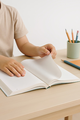 JPG 편집이미지 손 어린이 손짓 책 학습 독서 필기구 연필 집중 책상 페이지 학습도구 의료성형뷰티 편집실사 AI인물포토 AI콘텐츠 교육 가구 컨셉 모션 문구용품 학용품 사람 신체부위 CG 교육용품 파일형식 AI포토