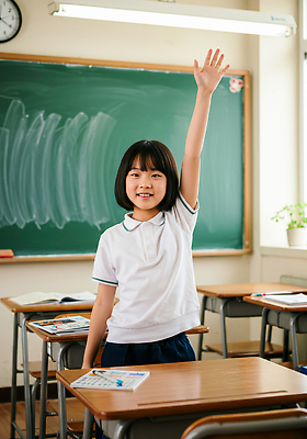 JPG 편집이미지 학생 교육 어린이 교실 수업 친구 학습 손들기 발표 질문 책상 즐거움 의료성형뷰티 편집실사 AI인물포토 AI콘텐츠 감정 가구 학교 관계 모션 사람 CG 파일형식 AI포토