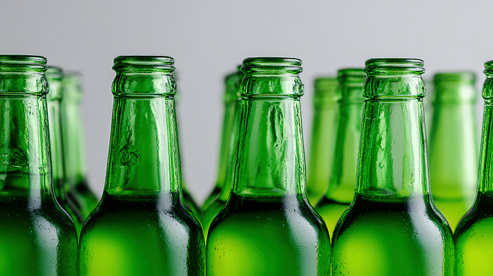 컬러 병_용기 CG 친환경 병_담는 파일형식 초록색 유리병 일렬 음료 물방울 표면 배열 음료수병 재활용 제조 촬영 편집실사 편집이미지 JPG 공병 빈병