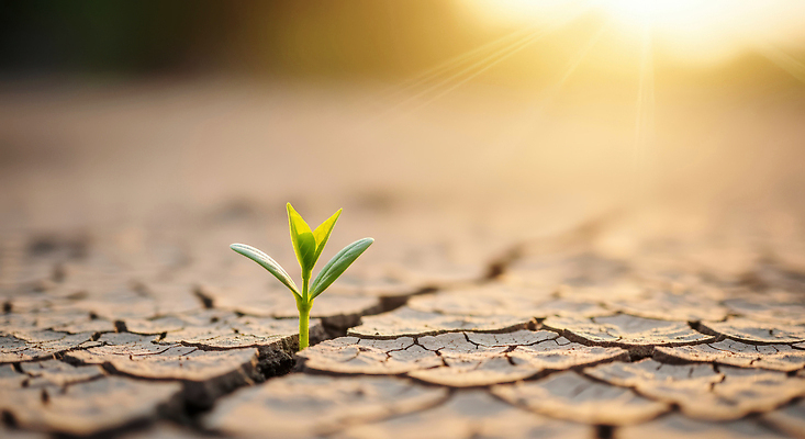 JPG 식물 편집이미지 자연 생명 건조 농작물 햇빛 새싹 환경 성장 균열 갈증 땅 뿌리 가뭄 회복 이미지편집 AI컴퓨터그래픽 AI콘텐츠 컨셉 농업 모션 날씨 태양 생태계 파일형식
