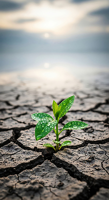 JPG 식물 편집이미지 자연 생명 햇빛 새싹 환경 성장 물방울 균열 땅 생태계 가뭄 회복 이미지편집 AI컴퓨터그래픽 AI콘텐츠 컨셉 모션 날씨 태양 파일형식