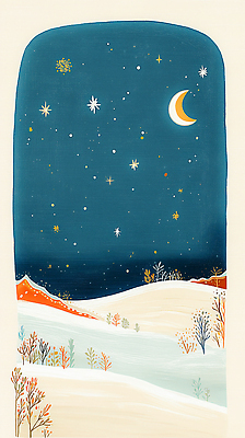 JPG 나무 별 예술 컬러 겨울 일러스트 자연 하늘 조명 산 풍경 평화 우주 달 차가움 그림 파스텔 국내일러스트 AI일러스트 AI콘텐츠 자연요소 식물 계절 컨셉 학용품 생태계 파일형식