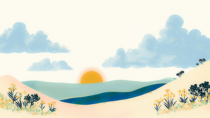 JPG 식물 꽃 컬러 하늘색 일러스트 자연 하늘 파노라마 풍경 강 태양 평화 일출 환경 언덕 지평선 파스텔 평야 국내일러스트 AI일러스트 AI콘텐츠 자연요소 컨셉 학용품 촬영기법 파란색 노을 생태계 파일형식