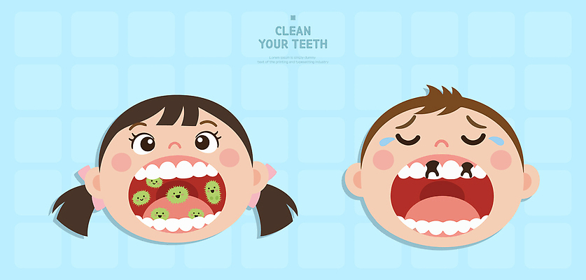 교육 어린이 일러스트 건강 웃음 학습 청결 양치 치아 위생 칫솔 구강 그림 예방 감염 치약 박테리아 국내일러스트 AI파일 의학 표정 사람 위생용품 입 소화기관 파일형식 벡터