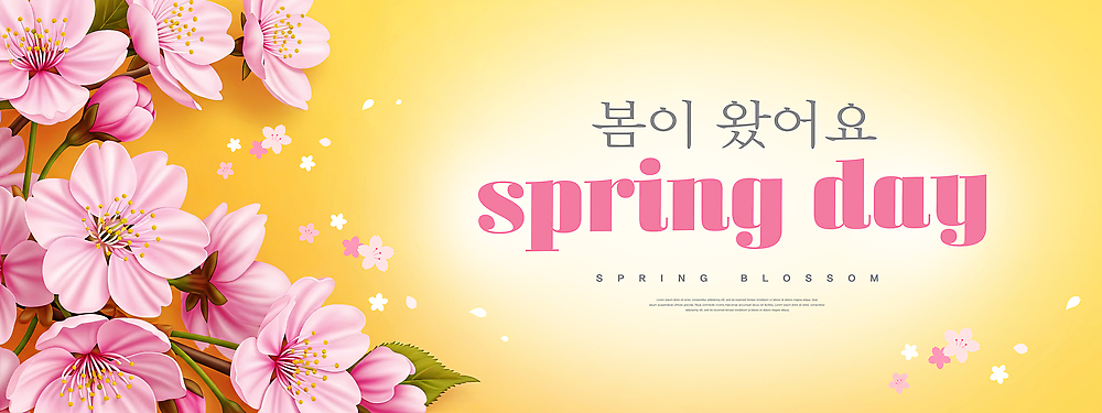 PSD 편집이미지 디자인 계절 꽃 분홍색 컬러 백그라운드 자연 생명 수채화 봄 메시지 시작 만개 뷰티풀 이미지편집 식물 생태계 파일형식