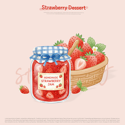 PSD 음식 과일 일러스트 재료 딸기 디저트 요리 취미 농작물 농장 바구니 맛 잼 저장 담기 핸드메이드 국내일러스트 컨셉 농업 모션 소스_음식 파일형식