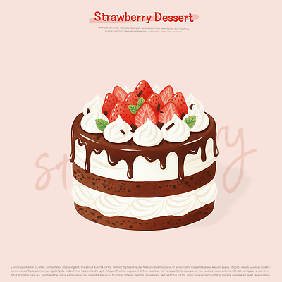 PSD 음식 컬러 과일 일러스트 재료 딸기 디저트 요리 파티 케이크 초콜릿 축하 맛 크림 즐거움 생크림 제빵 조합 국내일러스트 감정 컨셉 이벤트 제과제빵 파일형식