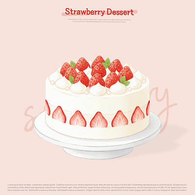 PSD 과일 일러스트 딸기 디저트 요리 케이크 식사 축하 생일 달콤 생크림 홈베이킹 휘핑크림 분홍색배경 국내일러스트 기념일 음식 분홍색 백그라운드 컨셉 맛 크림 제빵 휘핑 파일형식