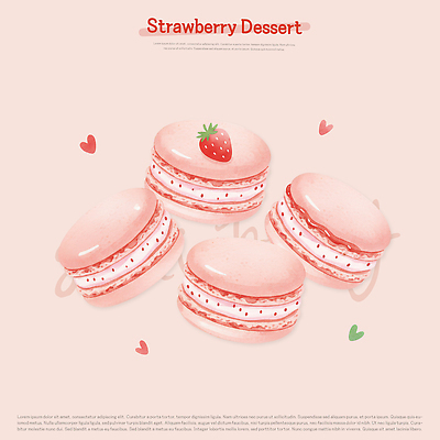 PSD 디자인 음식 분홍색 컬러 일러스트 탁자 딸기 디저트 주택 요리 장식 과자 주방 프랑스 하트 마카롱 맛있는 국내일러스트 모양 유럽 가구 과일 건물 파일형식