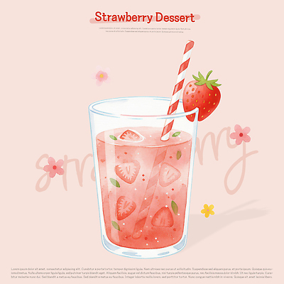 PSD 음료 음식 분홍색 과일 일러스트 딸기 디저트 빨대 장식 컵 여름 소풍 식사 마시기 달콤 시원함 맛있는 국내일러스트 식기 계절 컬러 모션 야외활동 맛 파일형식