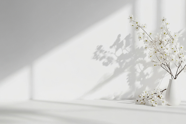 JPG 편집이미지 디자인 꽃 벽 자연 조명 바닥 실내 그림자 장식 햇빛 꽃병 공간 흰색 심플 조화 편집실사 AI포토 AI콘텐츠 식물 컬러 내부 태양 CG 생태계 파일형식