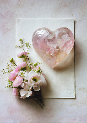 JPG 편집이미지 디자인 꽃 종이 분홍색 꽃다발 재료 발렌타인데이 이벤트 장식 장미 하트 크리스탈 부드러움 화사함 손질 뷰티풀 편집실사 AI포토 AI콘텐츠 모양 식물 컬러 컨셉 데이이벤트 감각 광석 CG 파일형식