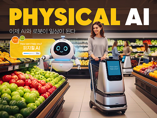 편집이미지 컨셉 사람 라이프 상점 파일형식 로봇 AI_인공지능 슈퍼마켓 쇼핑 여자 카트 과일 채소 기술 도움 고객 서비스 자동화 일상 이미지편집 PSD 의료성형뷰티