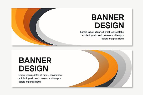 템플릿 배너 선 컬러 무늬 가로 세트 파일형식 벡터 디자인 곡선 주황색 회색 나란히 예시 그래픽 패턴 텍스트 표현 백그라운드 모양 배너템플릿 AI파일 추상 현수막 가로배너 배너세트