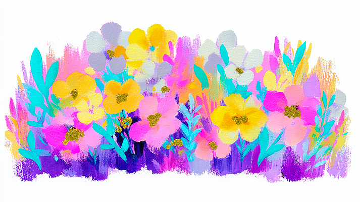 JPG 디자인 꽃 감정 예술 컬러 백그라운드 잎 일러스트 자연 밝음 풍경 장식 컬러풀 봄 그림 손그림 화사함 조화 뷰티풀 국내일러스트 AI일러스트 AI콘텐츠 식물 계절 컨셉 생태계 파일형식