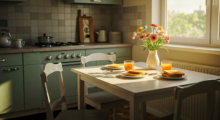 JPG 편집이미지 꽃 음료 음식 가족 식탁 아침 디저트 햇빛 주방 식사 우유 아침식사 준비 토스트 편집실사 AI포토 AI콘텐츠 주간 식물 빵 관계 탁자 유제품 태양 CG 파일형식