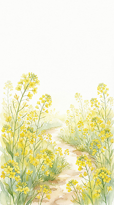 JPG 식물 계절 꽃 길 여유 일러스트 자연 생명 밝음 풍경 잔디 일상 제주도 노란색 봄 산책 감상 흐름 연결 유채 길가 만개 유채밭 국내일러스트 AI일러스트 AI콘텐츠 감정 컬러 컨셉 밭 휴식 한국 라이프 생태계 파일형식