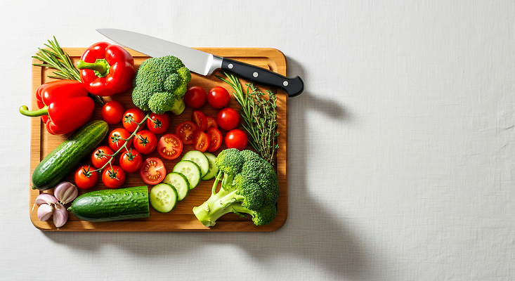 JPG 편집이미지 채소 재료 방울토마토 피망 오이 도마 건강 요리 초록색 식사 신선 칼 브로콜리 준비 이미지편집 AI포토 AI콘텐츠 컬러 토마토 주방용품 파일형식