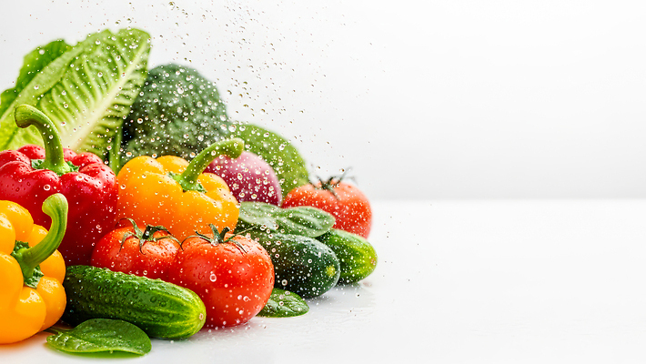 JPG 편집이미지 토마토 채소 과일 피망 오이 건강 요리 빨간색 초록색 노란색 식사 물방울 신선 준비 씻겨주기 이미지편집 AI포토 AI콘텐츠 컬러 모션 파일형식