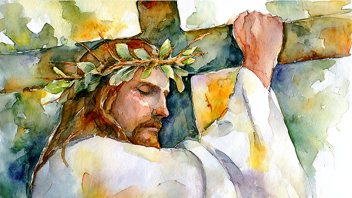 JPG 나무 감정 종교 예술 십자가 일러스트 자연 수채화 사람 믿음 고통 기도 예수 기독교인 좌절 괴로움 그림 희생 경전 영감 국내일러스트 AI일러스트 AI콘텐츠 식물 기독교 컨셉 책 신_종교 생태계 파일형식