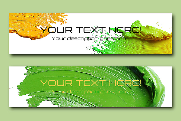 PSD 템플릿 디자인 배너 배너템플릿 가로배너 컬러 백그라운드 텍스트 그래픽 초록색 홈페이지 디지털 주황색 페인트 물감 매력적 표현 알림 배너세트 컨셉 가로 세트 미술도구 파일형식