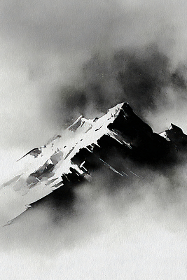 JPG 예술 일러스트 자연 하늘 수채화 산 흑백 그림자 수묵화 풍경 고요 물감 안개 대기 비교 그림 윤곽 채색 국내일러스트 AI일러스트 AI콘텐츠 컨셉 날씨 촬영기법 미술 미술도구 생태계 파일형식