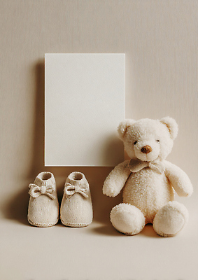 JPG 편집이미지 컬러 백그라운드 신발 탁자 실내 따뜻함 장식 귀여움 임신 곰인형 아기 출산 오브젝트 부드러움 카피스페이스 편집실사 AI포토 AI콘텐츠 인형 가구 컨셉 사람 내부 공백 감각 CG 파일형식