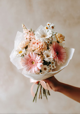 JPG 편집이미지 손 꽃 분홍색 꽃다발 부케 백그라운드 자연 결혼식 선물 이벤트 장식 흰색 신선 원예 향기 의료성형뷰티 편집실사 AI인물포토 AI콘텐츠 식물 컬러 결혼 취미 신체부위 CG 생태계 냄새 파일형식 AI포토