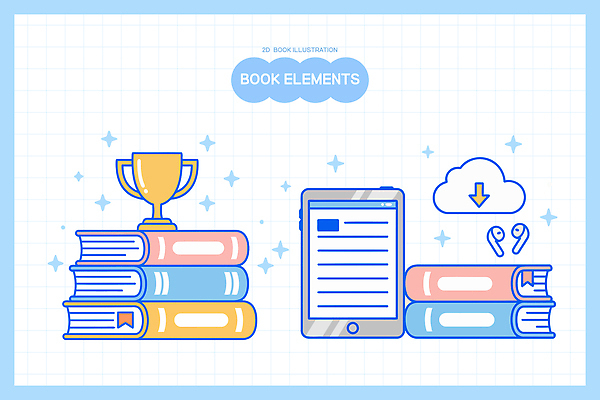 도형 디자인 교육 문화 일러스트 기술 실험 그래픽 책 전자제품 학습 컴퓨터 태블릿 독서 디지털 자료 정보 발전 트로피 오브젝트 엘리먼트 국내일러스트 AI파일 컨셉 스마트기기 상_우승 파일형식 벡터