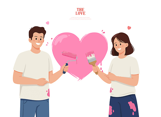 손 여자 남자 예술 컬러 백그라운드 일러스트 모션 협력 사랑 웃음 사람 친구 페인트 하트 표현 시간 작업 즐거움 그림 창의성 국내일러스트 AI파일 모양 감정 관계 표정 신체부위 파일형식 벡터