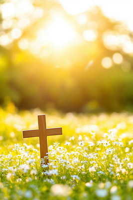 JPG 나무 편집이미지 꽃 기독교 종교 상징 십자가 자연 하늘 생명 풍경 초원 일상 여름 햇빛 봄 조화 뷰티풀 이미지편집 AI컴퓨터그래픽 AI콘텐츠 식물 계절 라이프 태양 생태계 파일형식