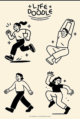 손 여유 신체 일러스트 모션 건강 사람 달리기 운동 걷기 에너지 표현 잡기 즐거움 그림 팔 스타일 국내일러스트 AI파일 감정 신체부위 파일형식 벡터