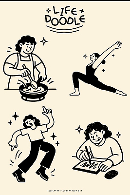 일러스트 모션 요리 사람 취미 일상 운동 스트레칭 에너지 춤 묘기 그림 요리중 창의력 창작 국내일러스트 AI파일 문화예술 건강 라이프 파일형식 벡터