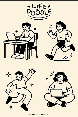 손 의자 일러스트 모션 건강 사람 일상 컴퓨터 사무실 달리기 운동 힘 공간 작업 편안함 집중 책상 즐거움 창의력 국내일러스트 AI파일 감정 가구 컨셉 비즈니스 라이프 신체부위 전자제품 감각 파일형식 벡터